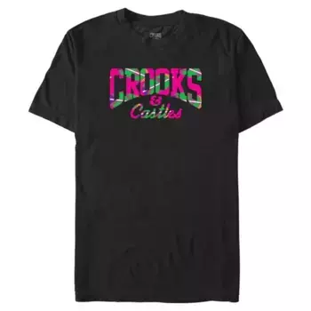 Мужская футболка с принтом перьев и логотипа Crooks and Castle Licensed Character, черный