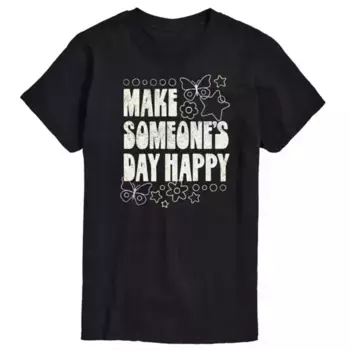 Мужская футболка с принтом "Подари хорошее настроение" Make Someone's Day Happy Licensed Character, черный