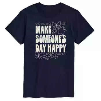 Мужская футболка с принтом "Подари хорошее настроение" Make Someone's Day Happy Licensed Character, синий