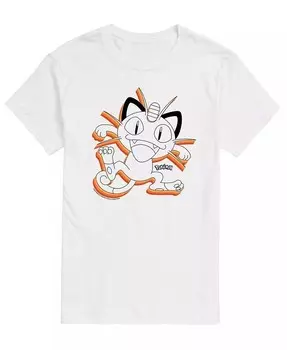 Мужская футболка с принтом Pokemon Meowth AIRWAVES, белый