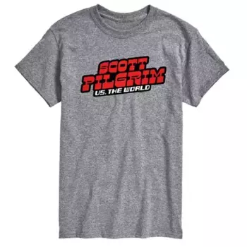 Мужская футболка с принтом Scott Pilgrim против всех Licensed Character, серый