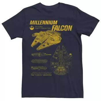 Мужская футболка с профилем Millennium Falcon Star Wars