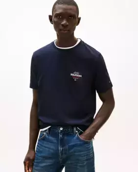 Мужская футболка с прорезиненным брендингом Tommy Hilfiger, тёмно-синий