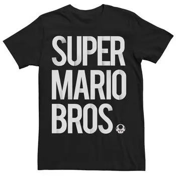 Мужская футболка с простым названием Nintendo Super Mario Bros Word Stack Licensed Character