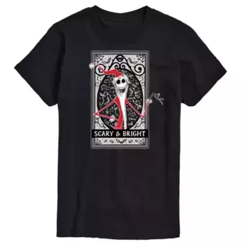 Мужская футболка с пугающей и яркой графикой «Кошмар перед Рождеством» Disney, черный