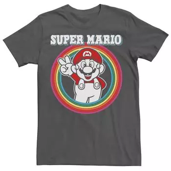 Мужская футболка с ярким логотипом Nintendo Super Mario в стиле ретро в стиле радуги Licensed Character
