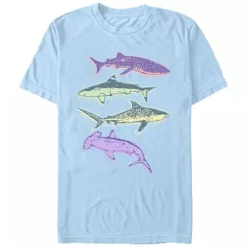 Мужская футболка с ярким рисунком акул Licensed Character, цвет Light Blue