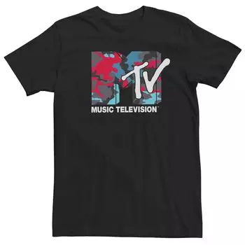 Мужская футболка с разноцветным камуфляжным логотипом MTV и короткими рукавами Licensed Character