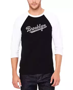 Мужская футболка с регланным рукавом и принтом "Brooklyn Neighborhoods" в стиле word art LA Pop Art, мультиколор