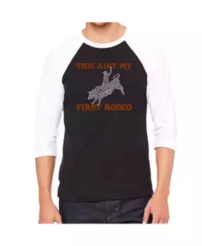 Мужская футболка с регланным рукавом и принтом - This Aint My First Rodeo LA Pop Art, серый