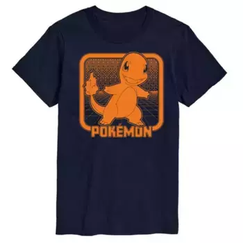 Мужская футболка с ретро-принтом Charmander Licensed Character, синий