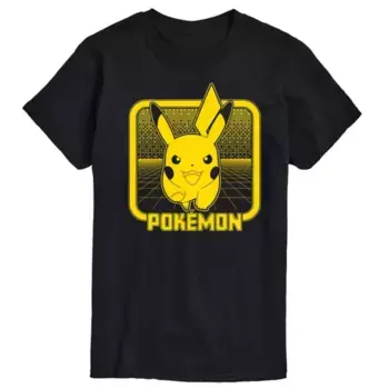 Мужская футболка с ретро-принтом покемона Pikachu Licensed Character, черный