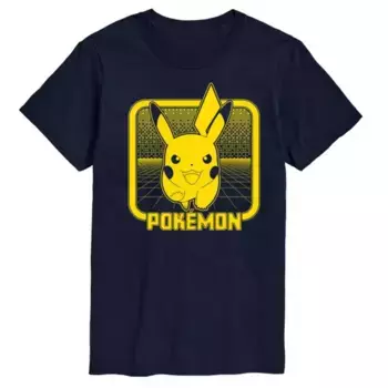 Мужская футболка с ретро-принтом покемона Pikachu Licensed Character, синий