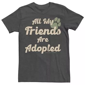 Мужская футболка с рисунком A Dog's Purpose All My Friends Are Adopted Licensed Character, цвет Charcoal Heather