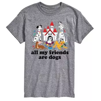 Мужская футболка с рисунком All My Friends Are Dogs Disney, цвет Heather Gray