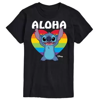 Мужская футболка с рисунком Aloha Stitch Disney's Lilo & Stitch Licensed Character, черный