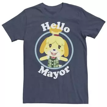 Мужская футболка с рисунком Animal Crossing Isabelle Hello Mayor и портретом Licensed Character