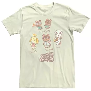 Мужская футболка с рисунком Animal Crossing New Horizons Villager Sketches Licensed Character, цвет Natural