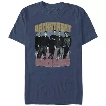 Мужская футболка с рисунком Backstreet Boys Signatures Licensed Character, цвет Navy Heather