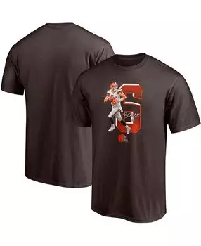 Мужская футболка с рисунком baker mayfield brown cleveland browns powerhouse player Fanatics, коричневый
