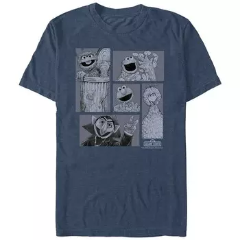 Мужская футболка с рисунком банды «Улица Сезам» Licensed Character, цвет Navy Heather