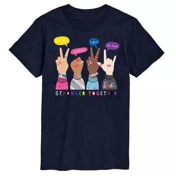Мужская футболка с рисунком Barbie Pride Doodle Hands Licensed Character, темно-синий