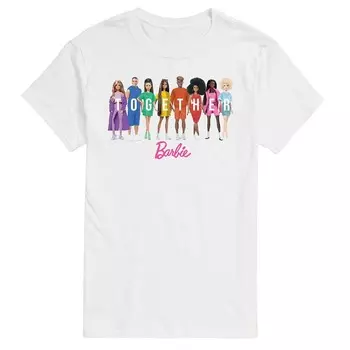 Мужская футболка с рисунком Barbie Together Pride Licensed Character, белый