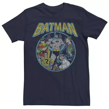 Мужская футболка с рисунком Batman Heros And Enemies Licensed Character, темно-синий