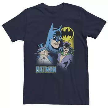 Мужская футболка с рисунком Batman Vintage Villains Licensed Character, темно-синий