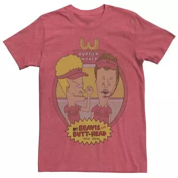 Мужская футболка с рисунком Beavis and Butthead Burger World Uniforms Licensed Character