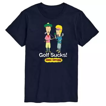 Мужская футболка с рисунком Beavis & Butthead Golf Sucks Licensed Character, темно-синий