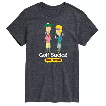 Мужская футболка с рисунком Beavis & Butthead Golf Sucks Licensed Character, цвет Heather Charcoal