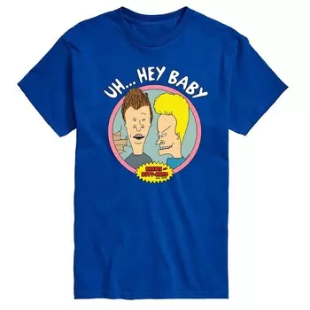 Мужская футболка с рисунком Beavis & Butthead Uh... Hey Baby Licensed Character, синий