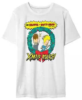 Мужская футболка с рисунком Beavis Butthead Wreath AIRWAVES, белый