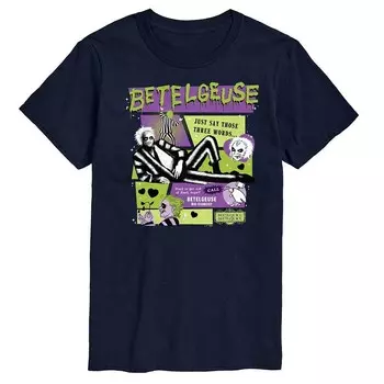Мужская футболка с рисунком Beetlejuice 2 Betelgeuse Licensed Character, темно-синий