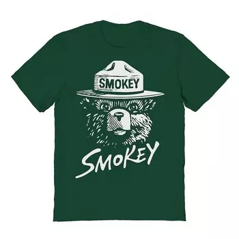 Мужская футболка с рисунком белого цвета Smokey The Bear Licensed Character, зеленый