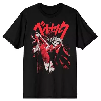 Мужская футболка с рисунком Berserk Guts Licensed Character, черный