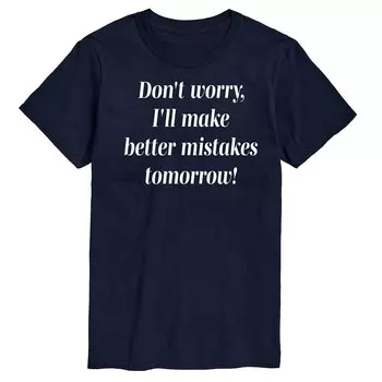 Мужская футболка с рисунком Better Mistakes Tomorrow Licensed Character, темно-синий