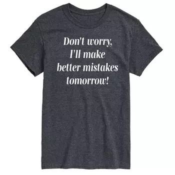 Мужская футболка с рисунком Better Mistakes Tomorrow Licensed Character, цвет Heather Charcoal