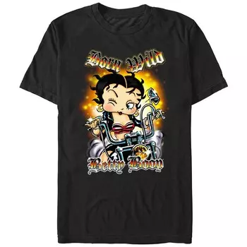 Мужская футболка с рисунком Betty Boop Born Wild Licensed Character, черный
