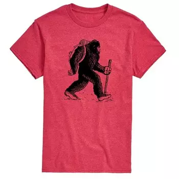 Мужская футболка с рисунком Bigfoot Backpacking Licensed Character, красный