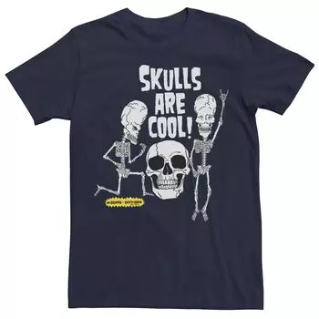 Мужская футболка с рисунком Бивис и Баттхед "Skulls Are Cool" Licensed Character, синий