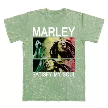 Мужская футболка с рисунком Bob Marley Satisfy My Soul Licensed Character, цвет Military Green Mineral