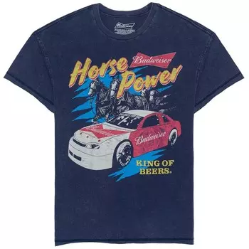 Мужская футболка с рисунком Budweiser Racing "Horse Power" Licensed Character, темно-синий