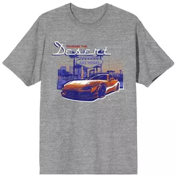 Мужская футболка с рисунком Car Fanatic Conquer Desert Licensed Character, серый