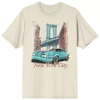 Мужская футболка с рисунком Car Fanatic New York City Licensed Character, кремовый