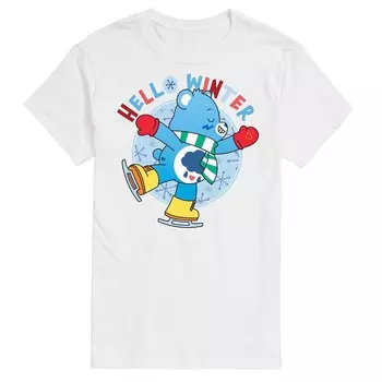 Мужская футболка с рисунком Care Bears Hello Winter Licensed Character, белый
