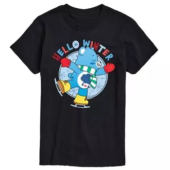 Мужская футболка с рисунком Care Bears Hello Winter Licensed Character, черный