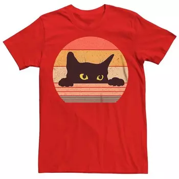 Мужская футболка с рисунком Cat Circle в стиле ретро Licensed Character, красный