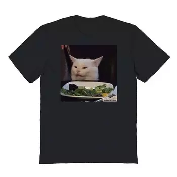 Мужская футболка с рисунком Cat Meme Licensed Character, черный